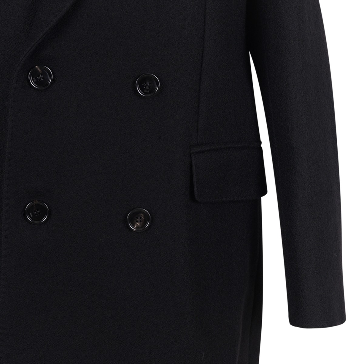 Black Double-Breasted Long Coat.