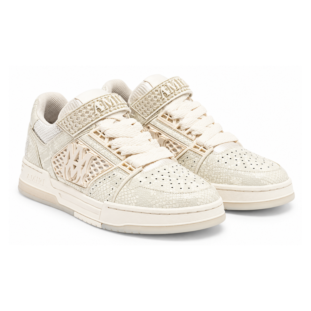 White Embossed Logo Low-Top Sneakers.