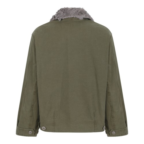 Our Legacy Khaki Green Shearling Collar Jacket. 2