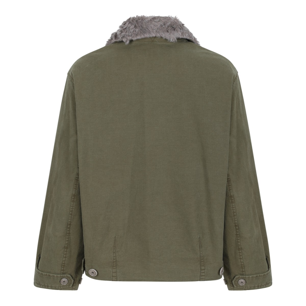 Our Legacy Khaki Green Shearling Collar Jacket.