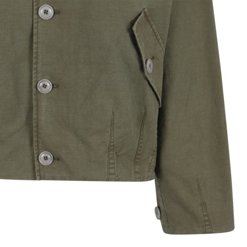 Our Legacy Khaki Green Shearling Collar Jacket.