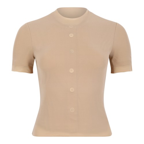 Beige Short-Sleeve Cardigan