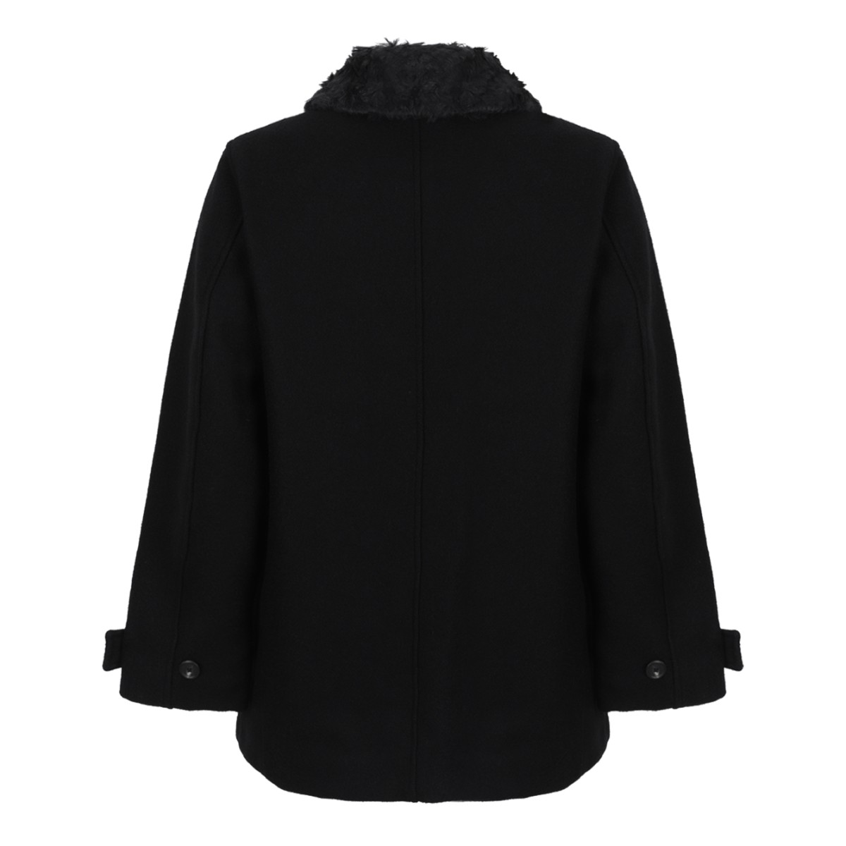 Our Legacy Black Faux-Fur Collar Peacoat.