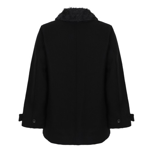 Our Legacy Black Faux-Fur Collar Peacoat.
