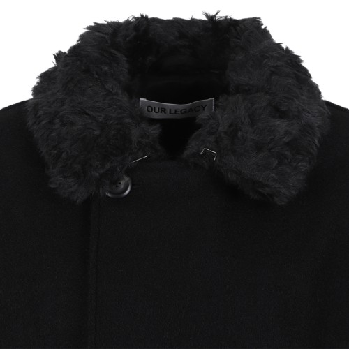 Our Legacy Black Faux-Fur Collar Peacoat.