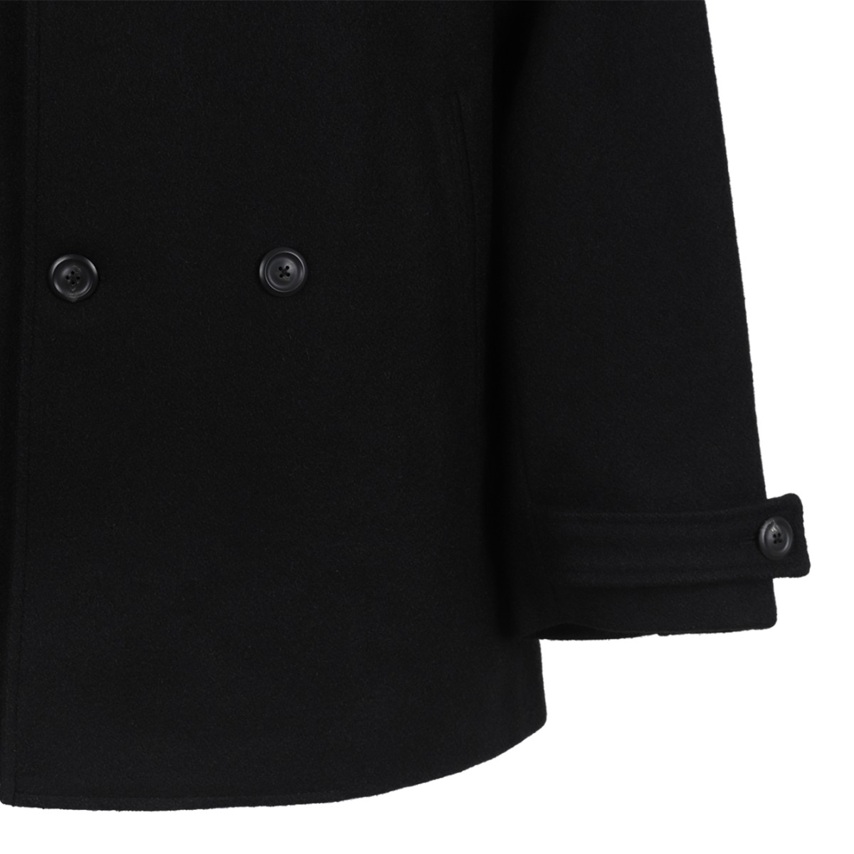 Our Legacy Black Faux-Fur Collar Peacoat.