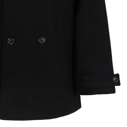 Our Legacy Black Faux-Fur Collar Peacoat.