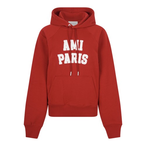AMI Paris Red Logo Hoodie