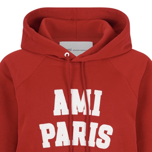 AMI Paris Red Logo Hoodie
