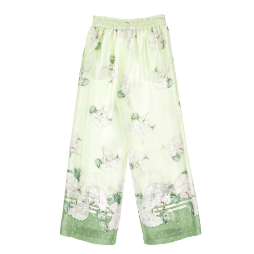 Green Floral Print Wide-Leg Trousers 2