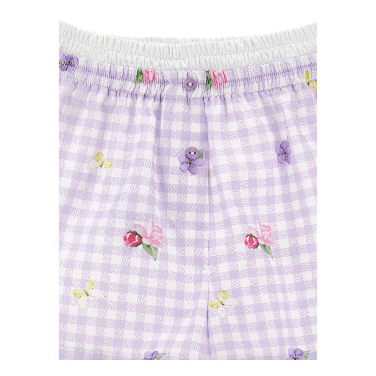 Lilac Gingham Floral Shorts