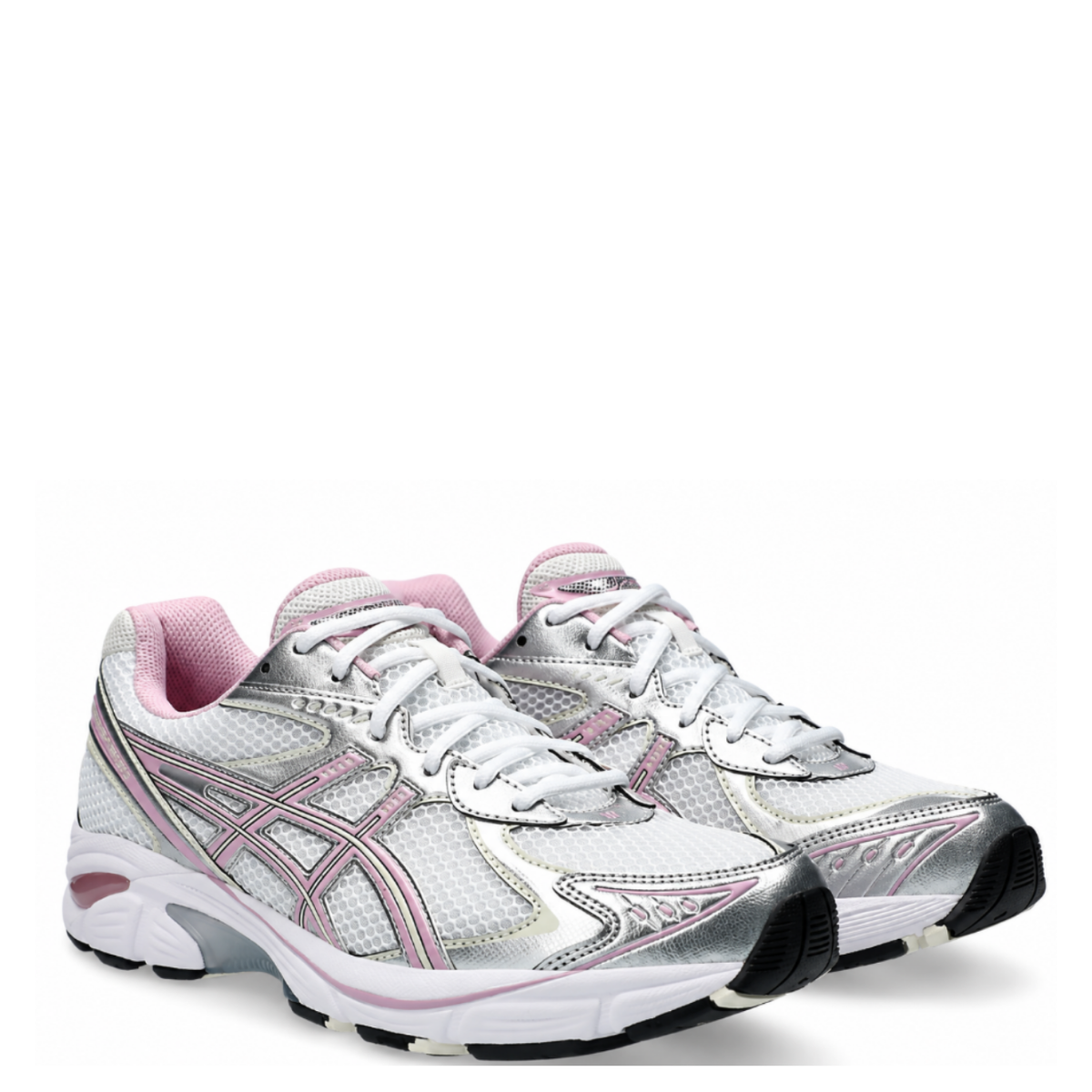 White Silver and Pink Running Sneakers
