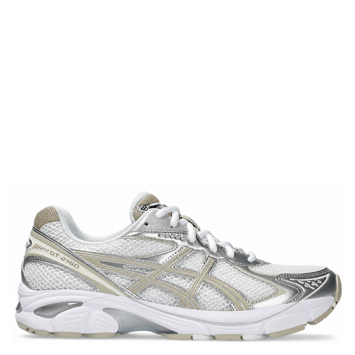 White and Gold Running Sneakers