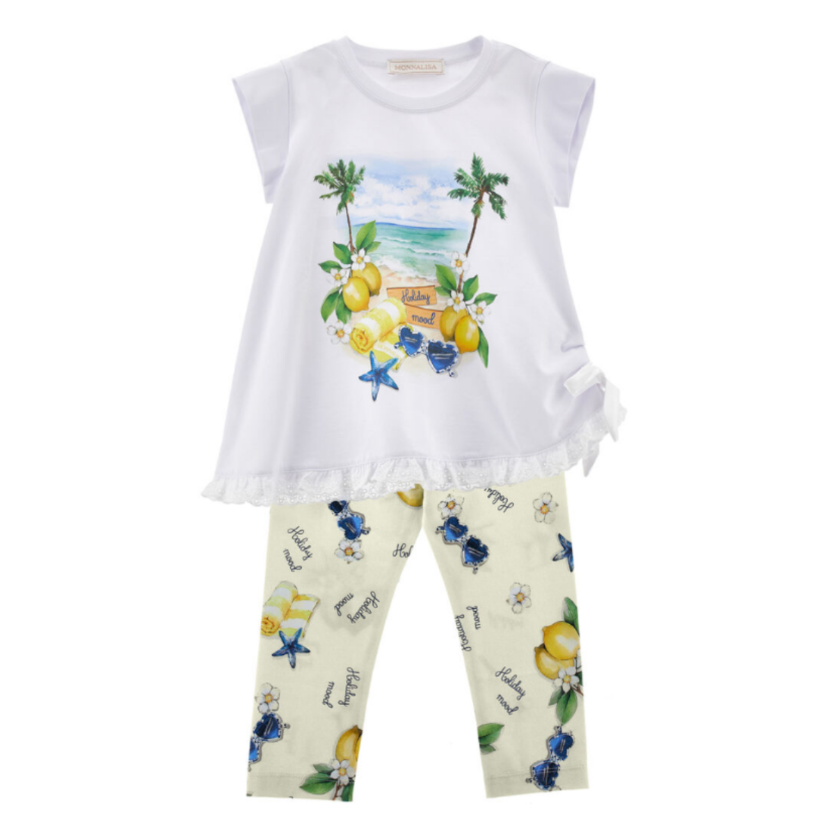 White Positano Print Two-Piece Set