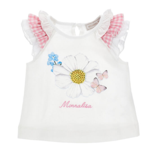White Daisy Print Baby Top