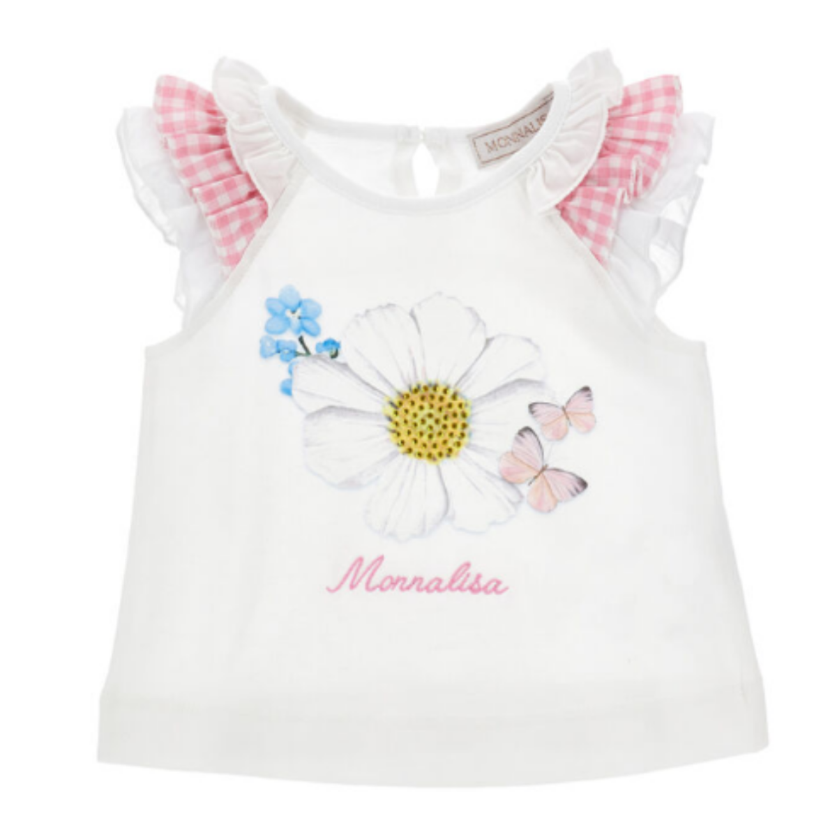 White Daisy Print Baby Top