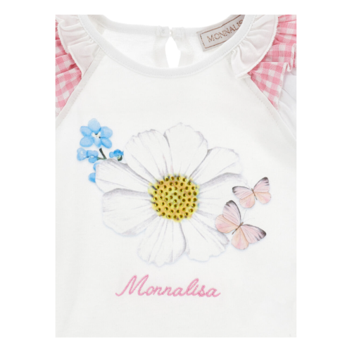 White Daisy Print Baby Top