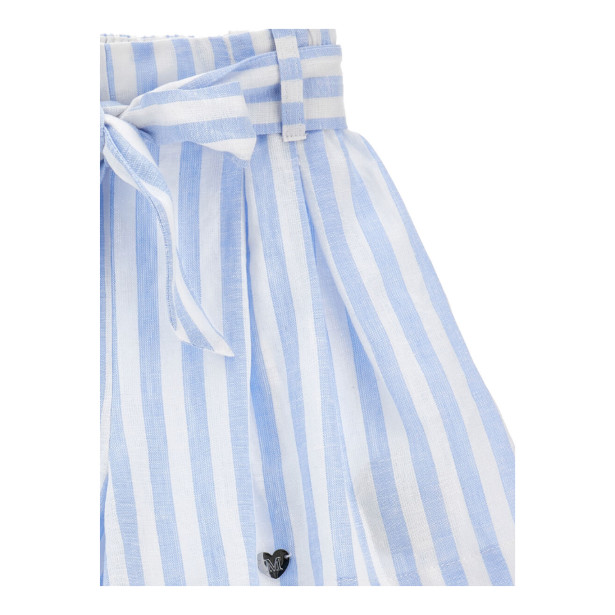 Light Blue Striped Belted Shorts