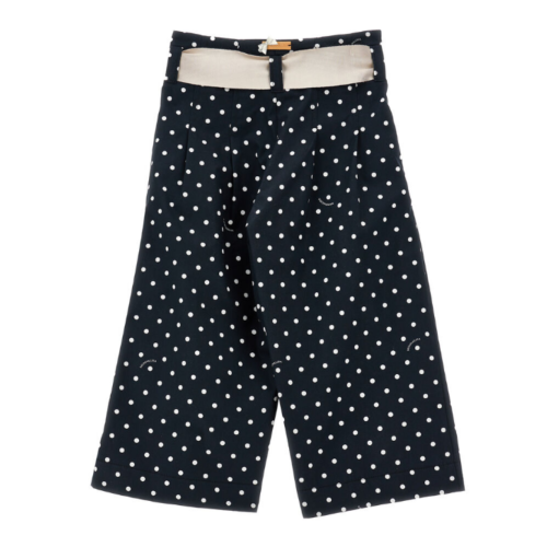 Navy Blue Polka Dot Wide-Leg Trousers 2