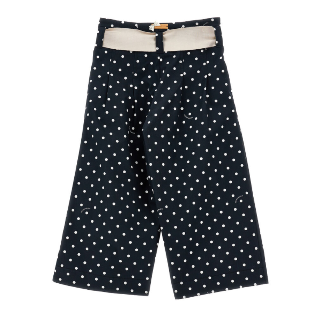 Navy Blue Polka Dot Wide-Leg Trousers