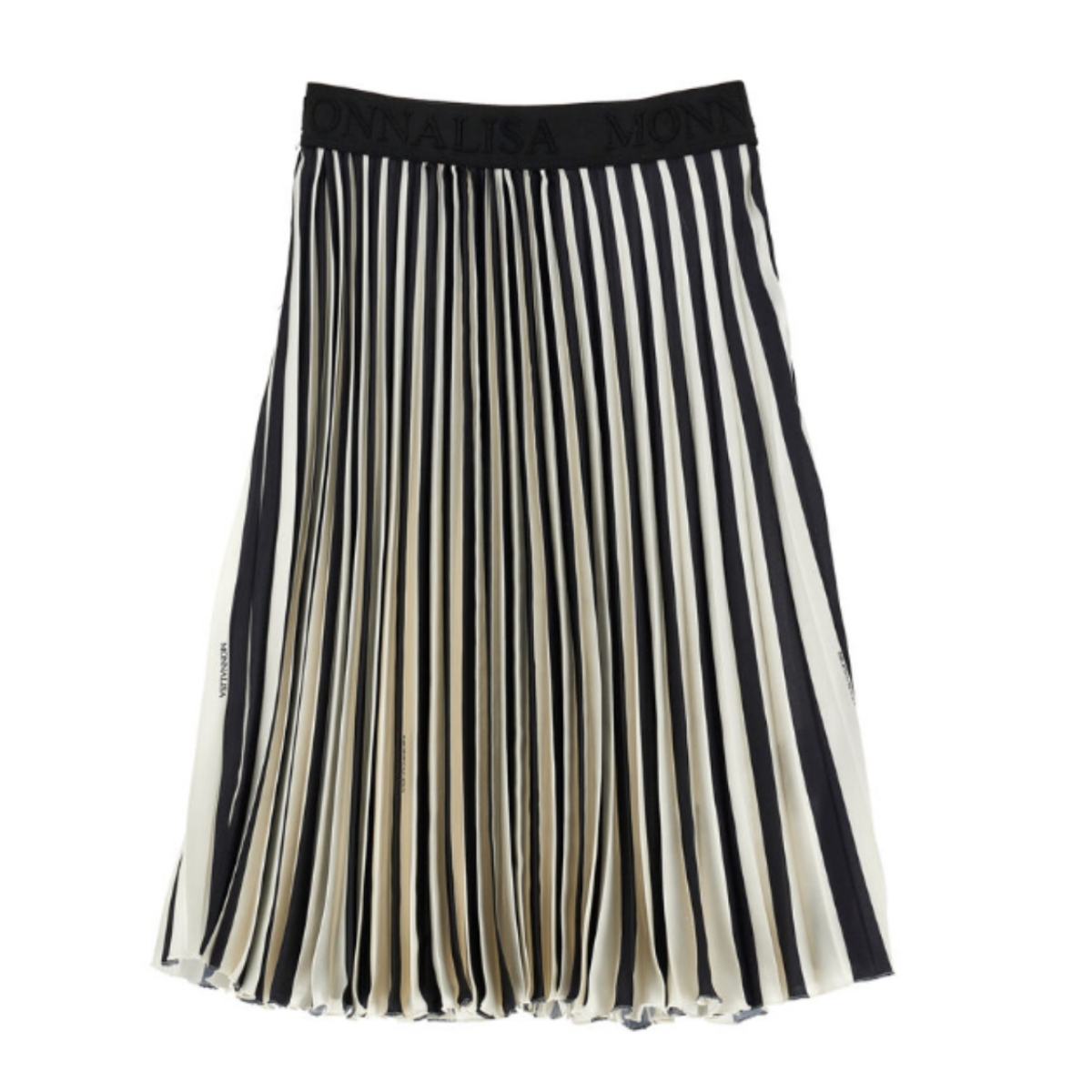 Black and Ivory Pleated Midi Skirt