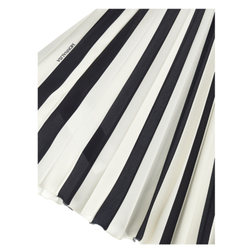 Black and Ivory Pleated Midi Skirt