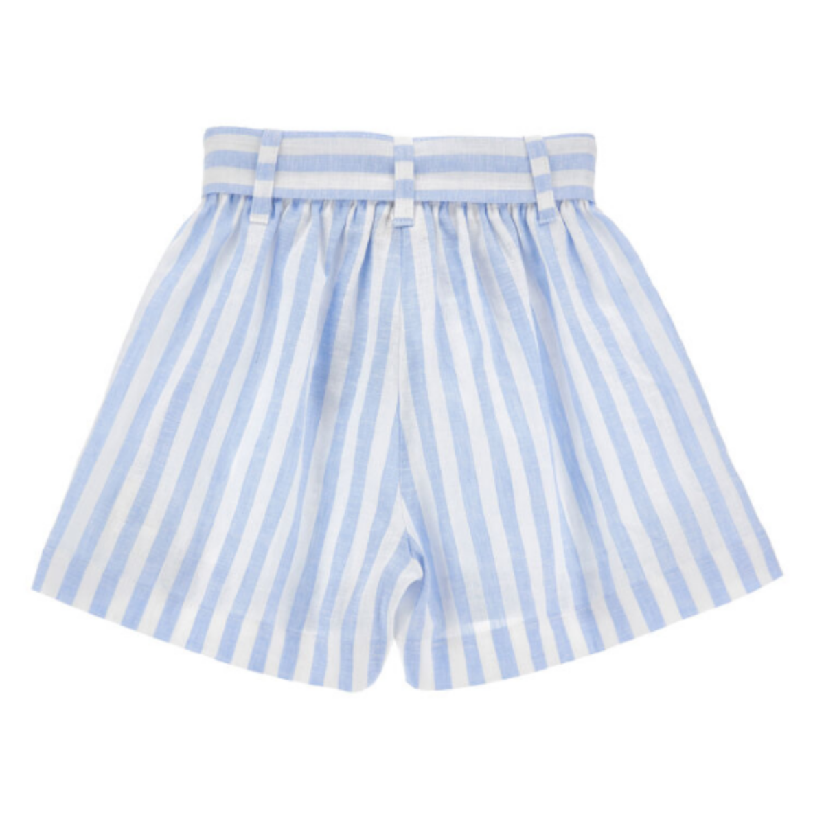 Light Blue Striped Belted Shorts
