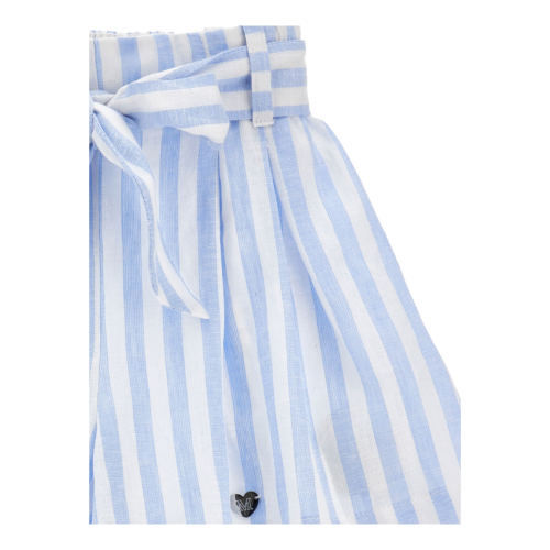 Light Blue Striped Belted Shorts