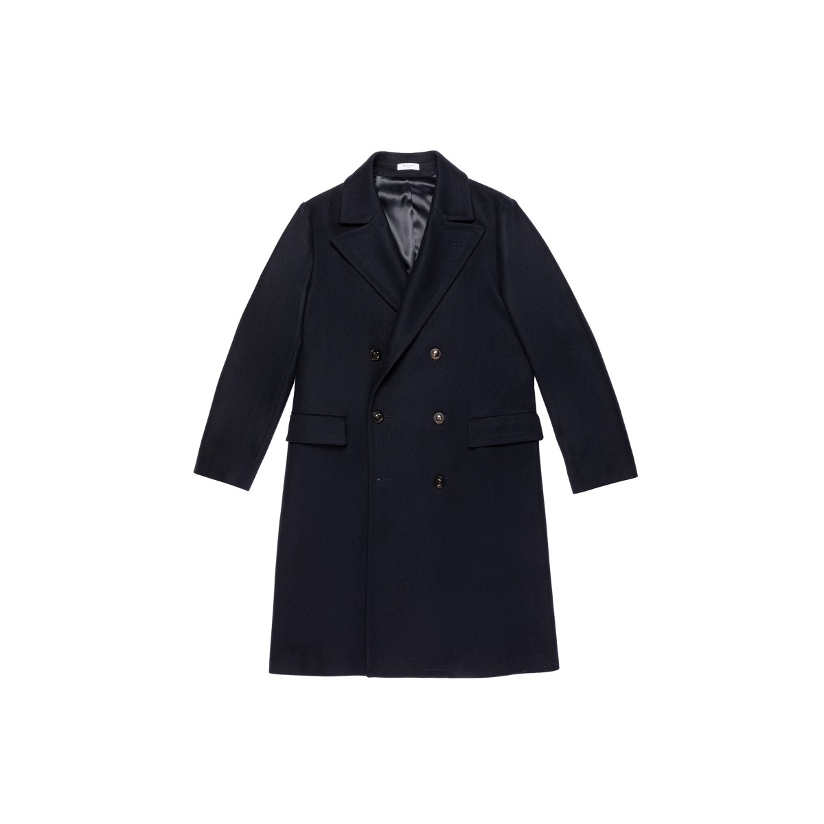 Navy Blue Double-Breasted Long Coat
