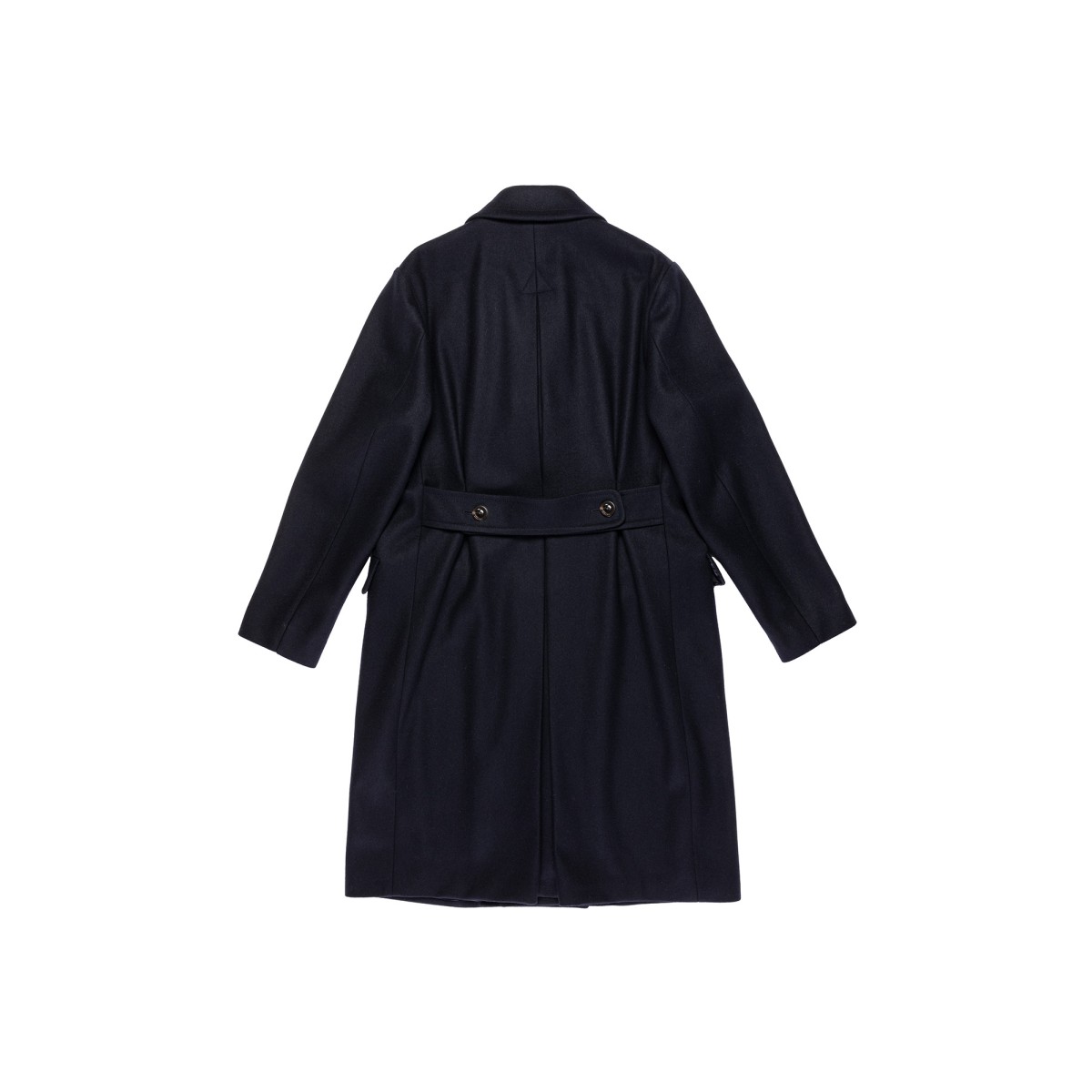Navy Blue Double-Breasted Long Coat
