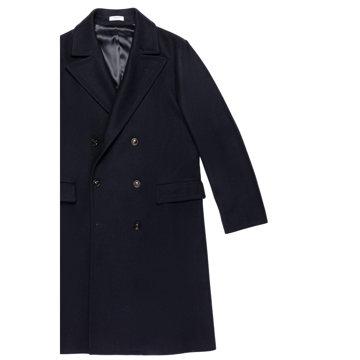 Navy Blue Double-Breasted Long Coat