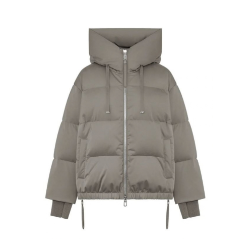 Taupe Hooded Puffer Jacket
