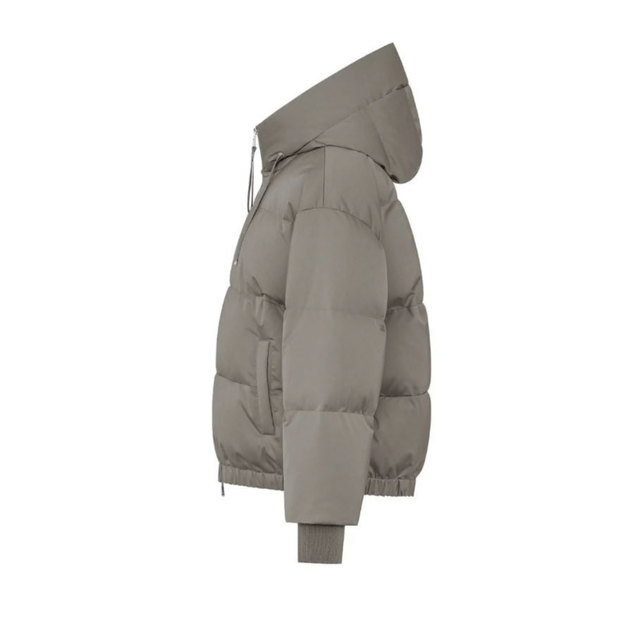 Taupe Hooded Puffer Jacket