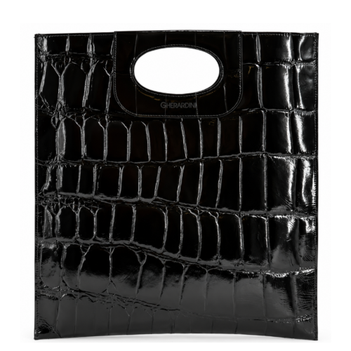 Black Croc-Embossed Handbag