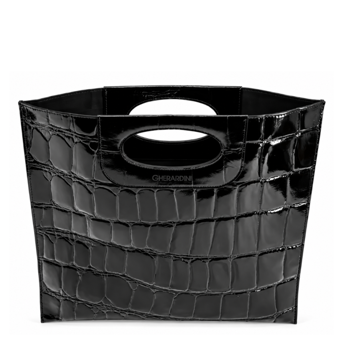 Black Croc-Embossed Handbag