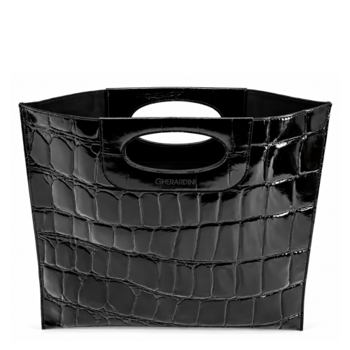 Black Croc-Embossed Handbag