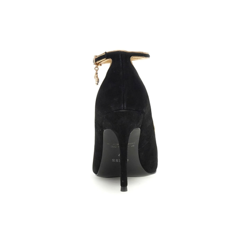 Black Suede Ankle-Strap Pumps