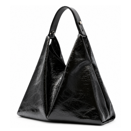 Black Glossy Hobo Bag
