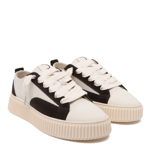 White and Brown Low-Top Platform Sneakers 2