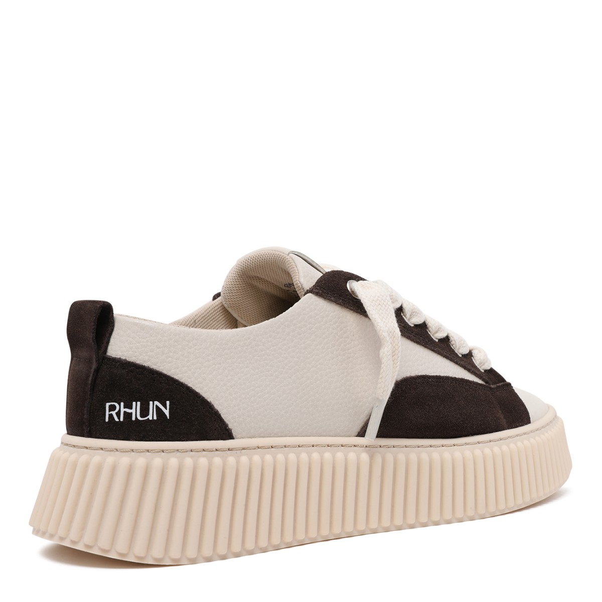 White and Brown Low-Top Platform Sneakers
