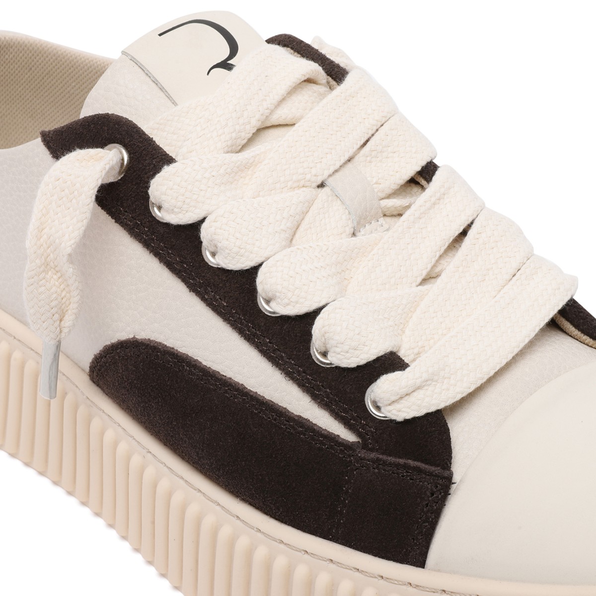 White and Brown Low-Top Platform Sneakers