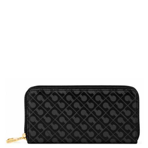 Black Monogram Zip-Around Wallet