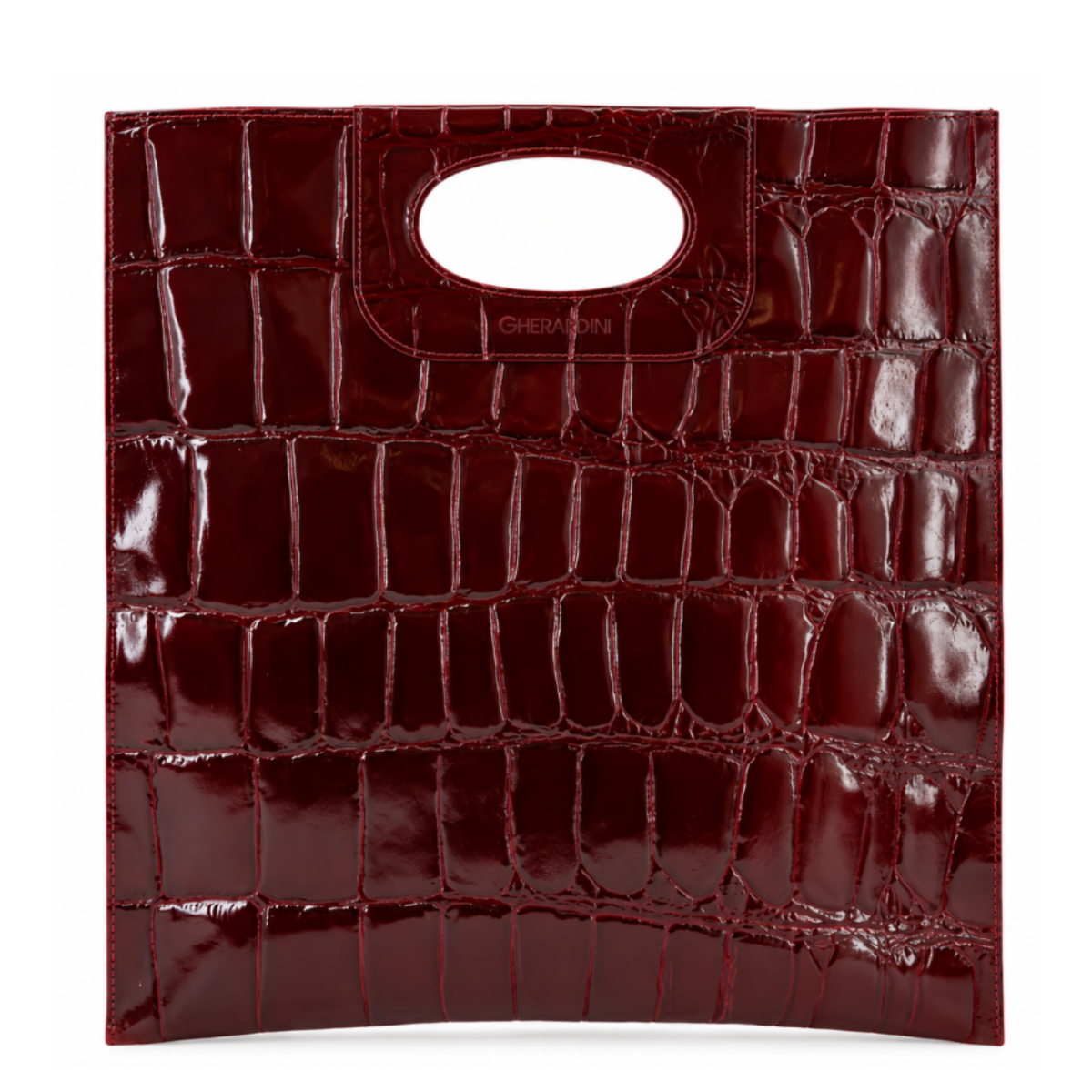 Burgundy Croc-Embossed Handbag