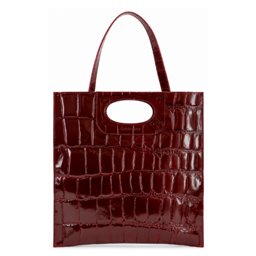 Burgundy Croc-Embossed Handbag