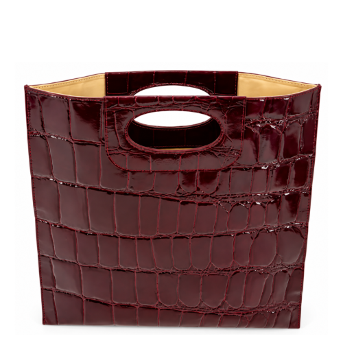Burgundy Croc-Embossed Handbag