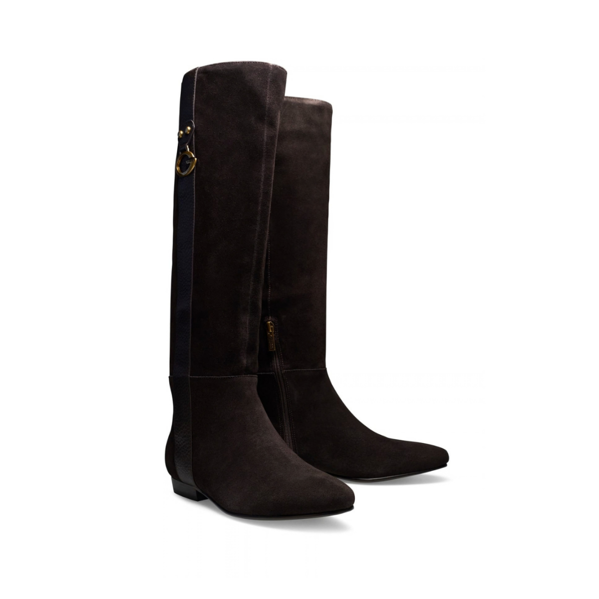Dark Brown Knee-High Suede Boots