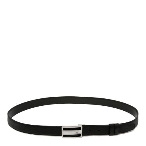 Black Leather Rectangular Buckle Belt