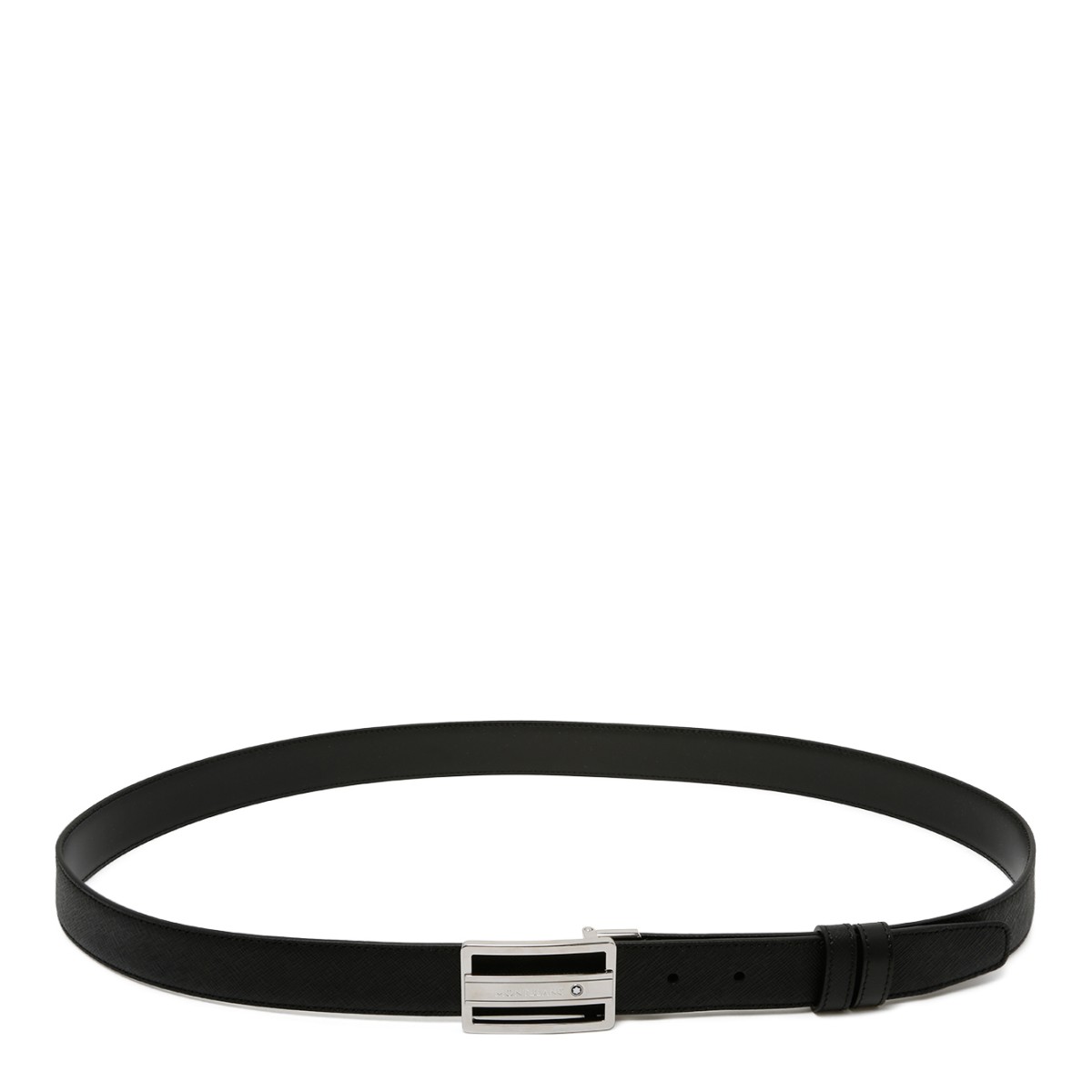 Black Leather Rectangular Buckle Belt