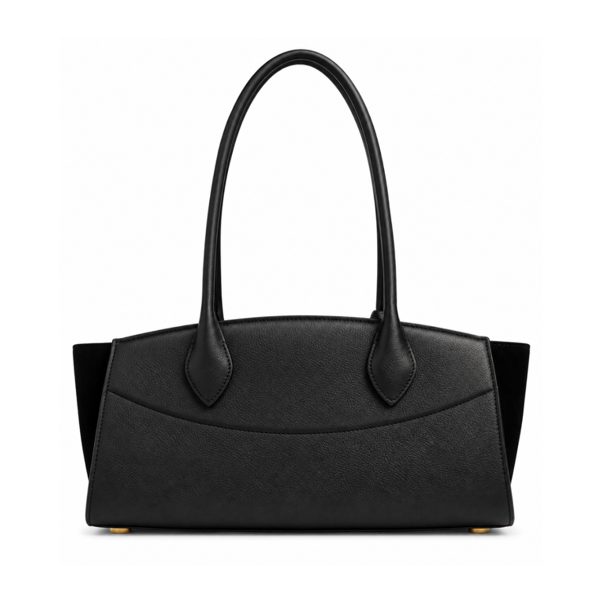 Black Leather East-West Tote Bag