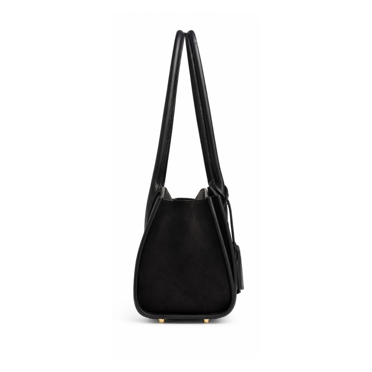 Black Leather East-West Tote Bag